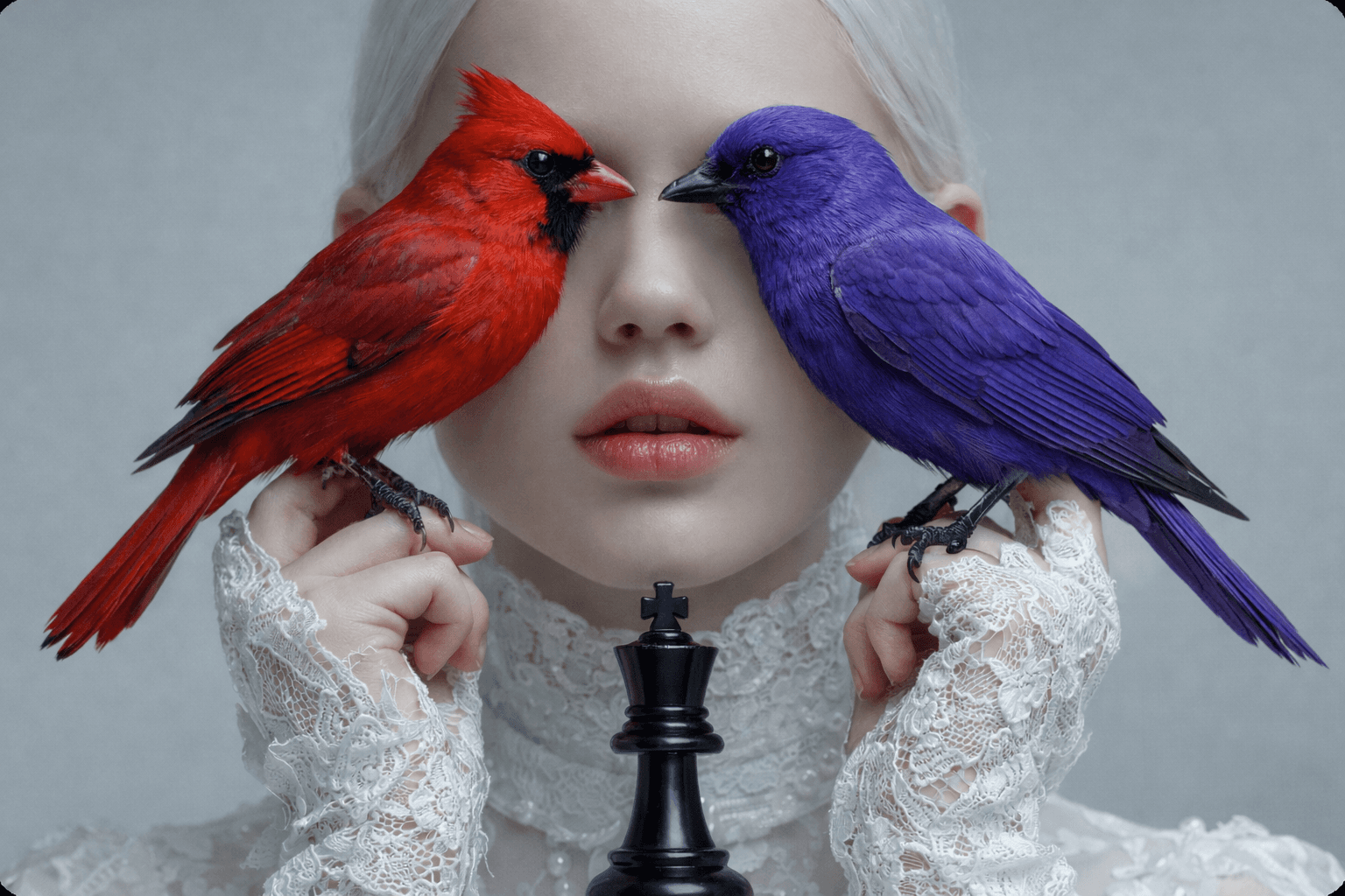 girl with birds